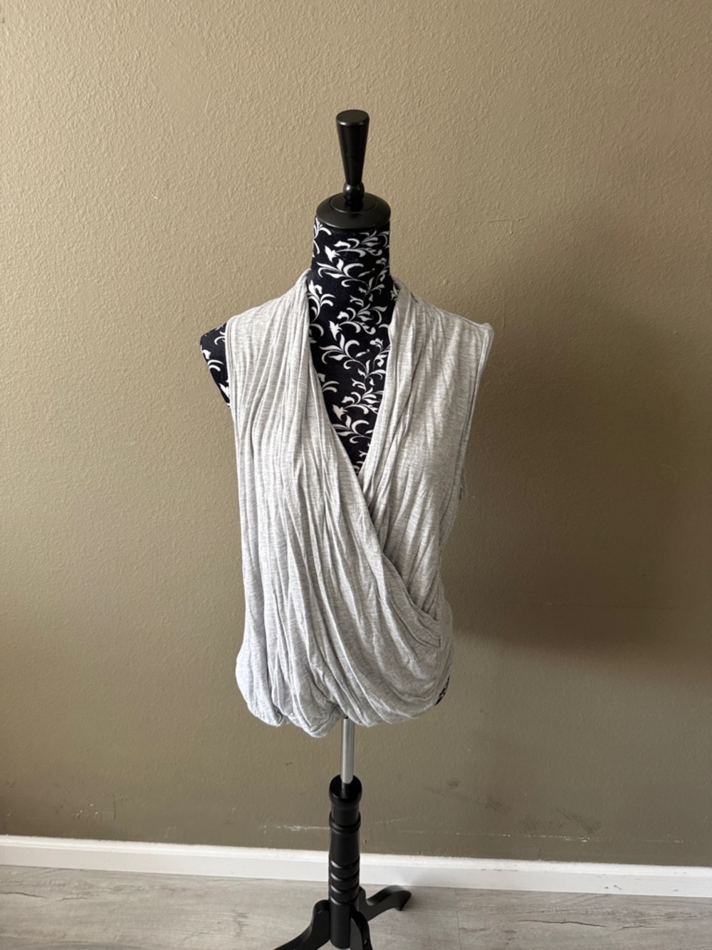 Banana Republic Light Gray Draped Wrap Blouse